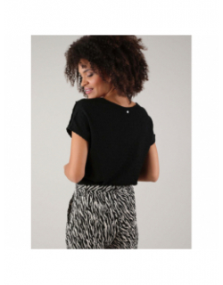 T-shirt col v kamili noir femme - Deeluxe