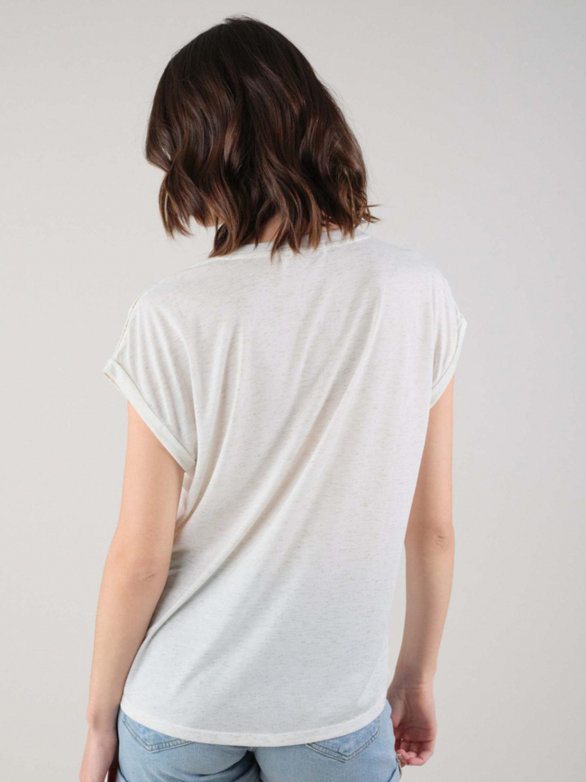 T-shirt chiné pailleté eyota blanc femme - Deeluxe