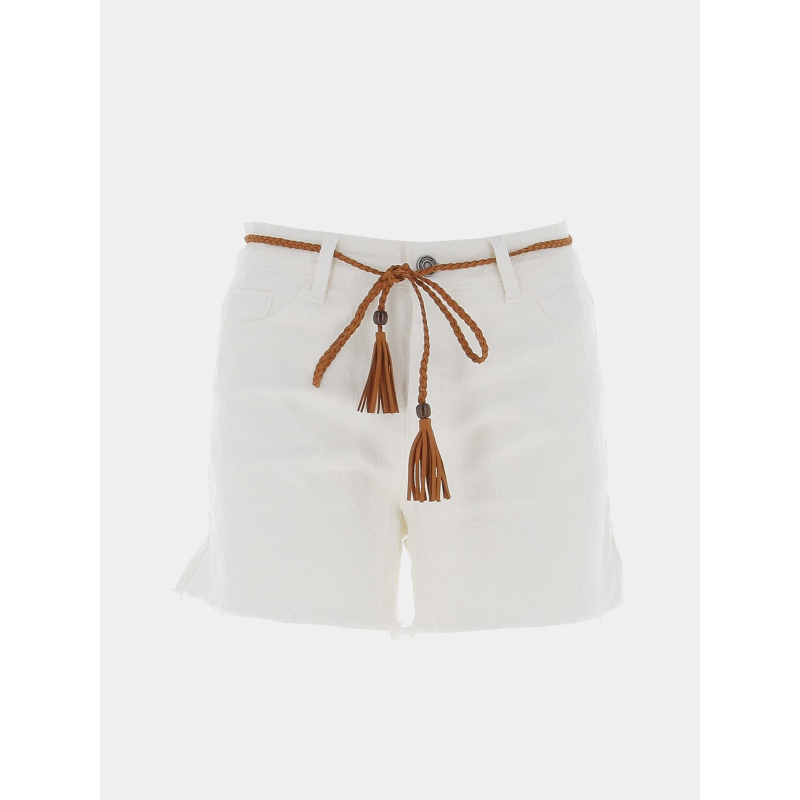 Short denim avec ceinture lio blanc femme - Deeluxe