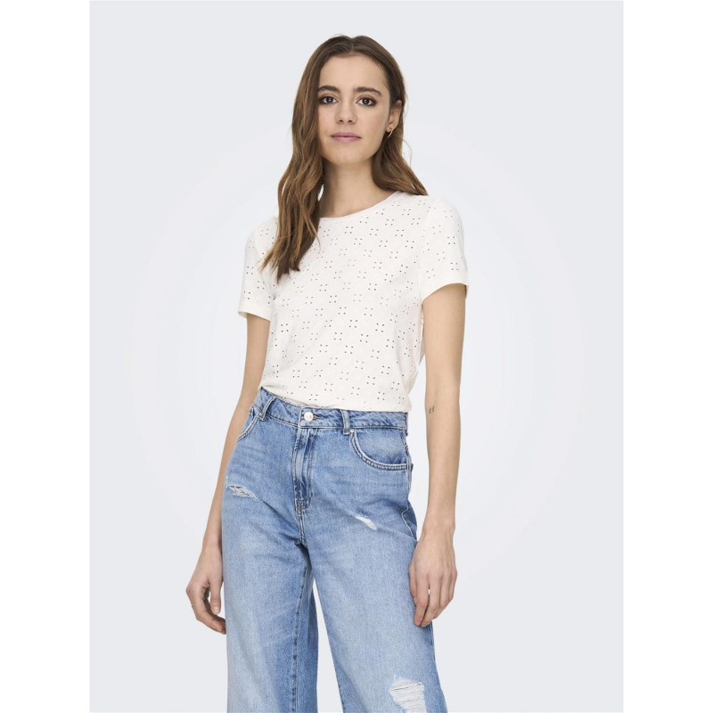 T-shirt ajouré cathinka blanc femme - JDY