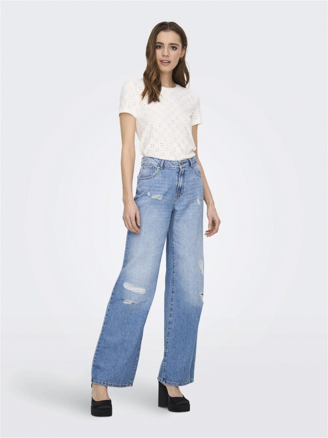 T-shirt ajouré cathinka blanc femme - JDY