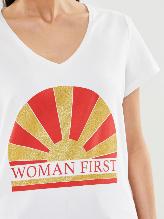 T-shirt col v merima blanc femme - Pieces