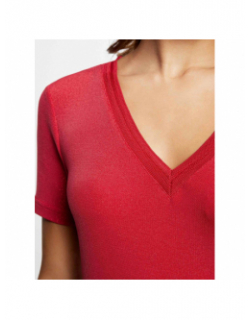 T-shirt pailleté col v diwi rouge femme - Morgan