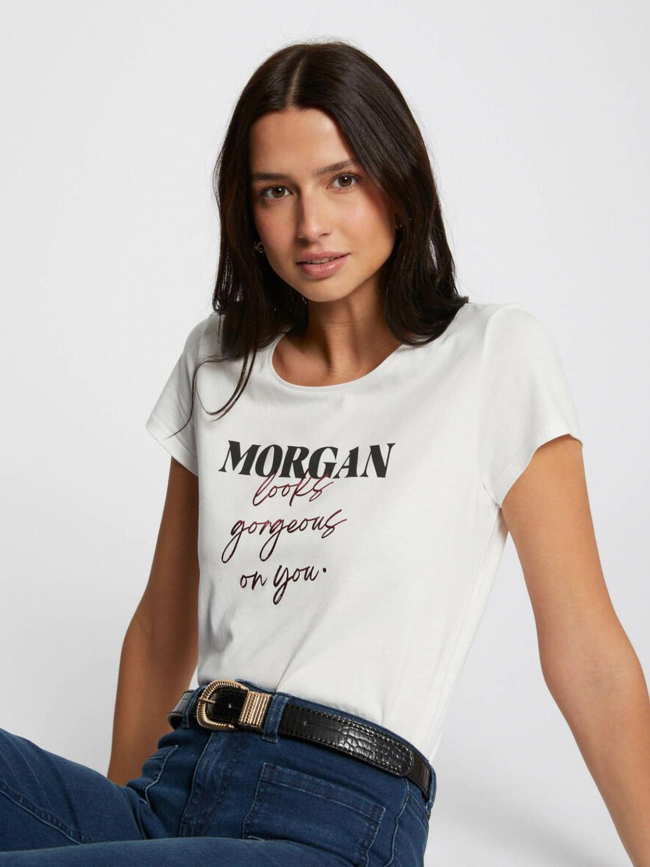 T-shirt message looks blanc femme - Morgan