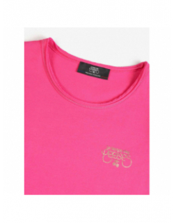 T-shirt uni tragi fuchsia rose fille - Le Temps Des Cerises