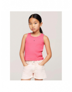 Débardeur essential rib lace rose fille - Tommy Hilfiger