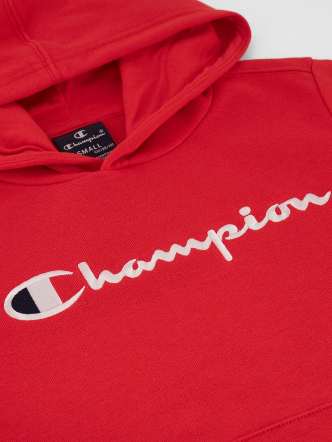 Sweat à capuche uni logo brodé rouge enfant - Champion