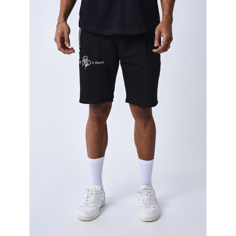 Short jogging poches zippées noir blanc homme - Project X Paris