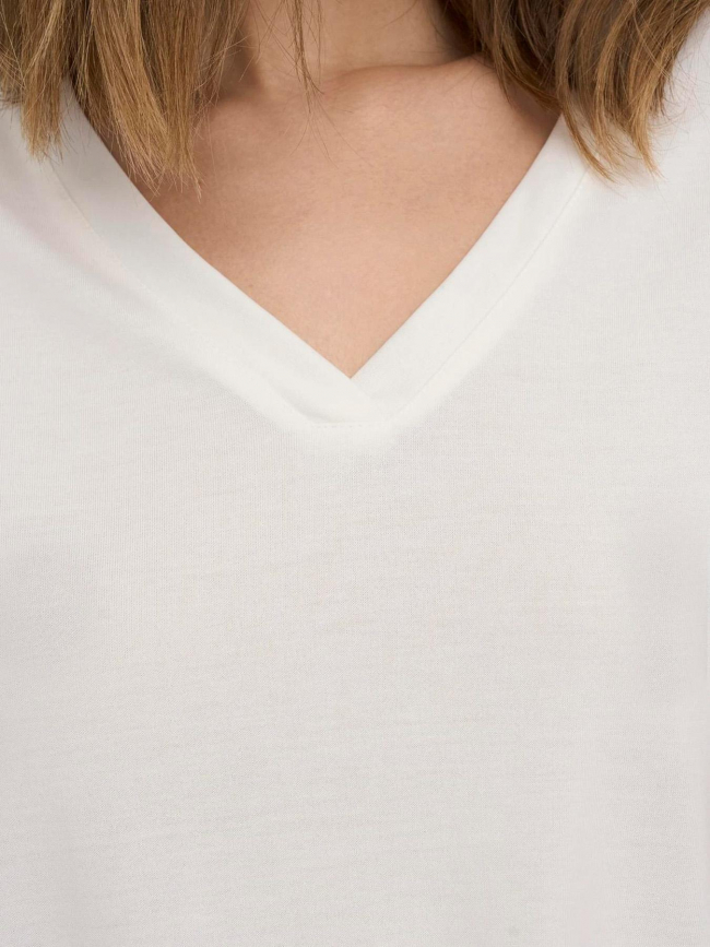 T-shirt free col v blanc femme - Only