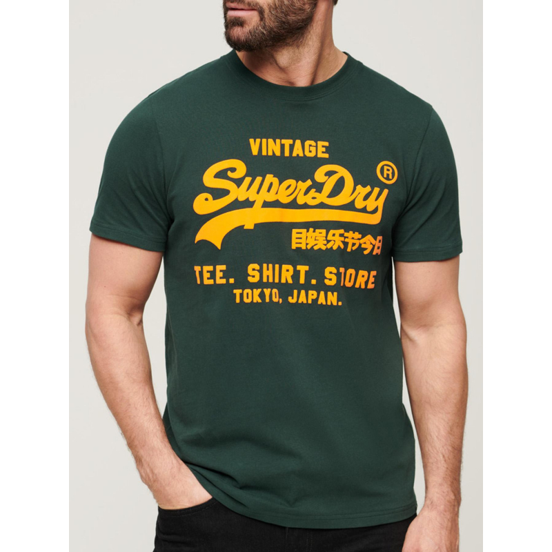 T-shirt manches courtes vintage logo vert homme - Superdry