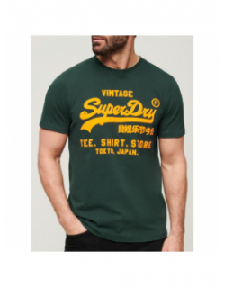 T-shirt manches courtes vintage logo vert homme - Superdry