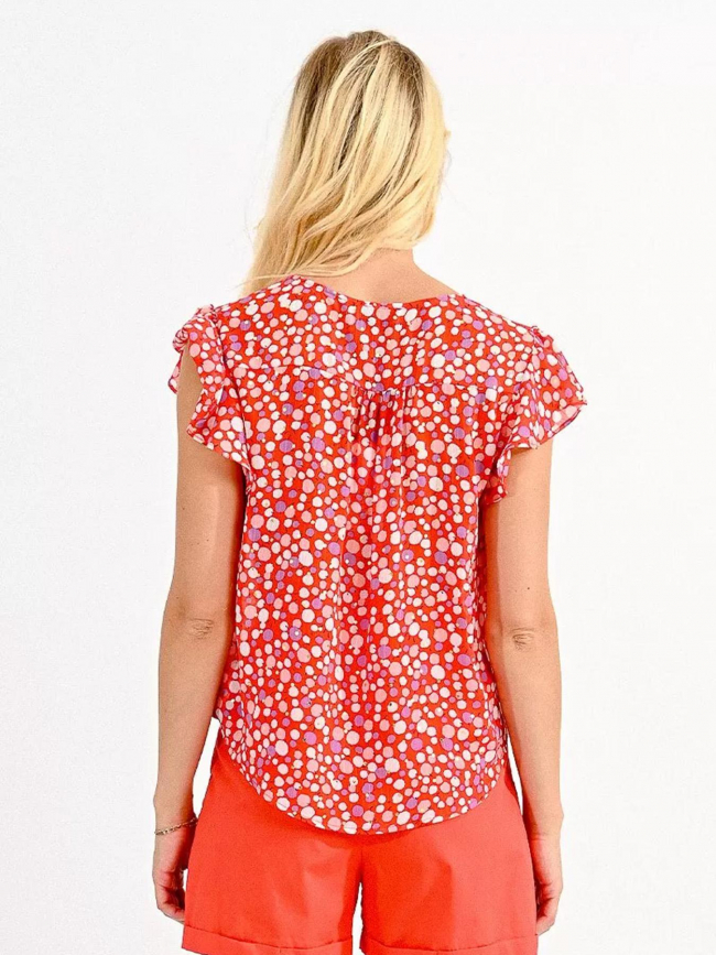 T-shirt woven imprimé pois rouge femme - Molly Bracken