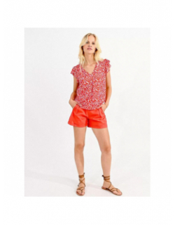T-shirt woven imprimé pois rouge femme - Molly Bracken