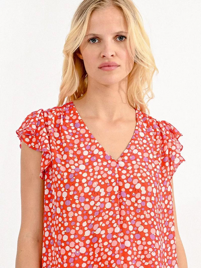 T-shirt woven imprimé pois rouge femme - Molly Bracken