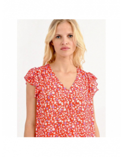 T-shirt woven imprimé pois rouge femme - Molly Bracken