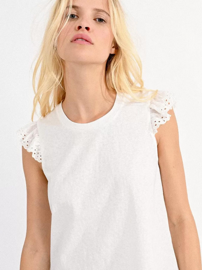 T-shirt knitted dentelle blanc femme - Molly Bracken
