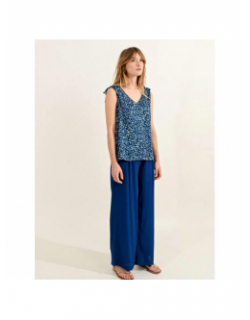 Débardeur épaules froncées imprimé bleu femme - Molly Bracken