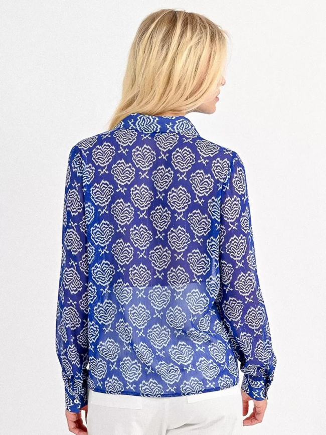 Chemisier transparent à fleurs bleu femme - Molly Bracken