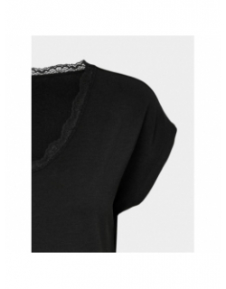 T-shirt col v dentelle moster noir femme - Only