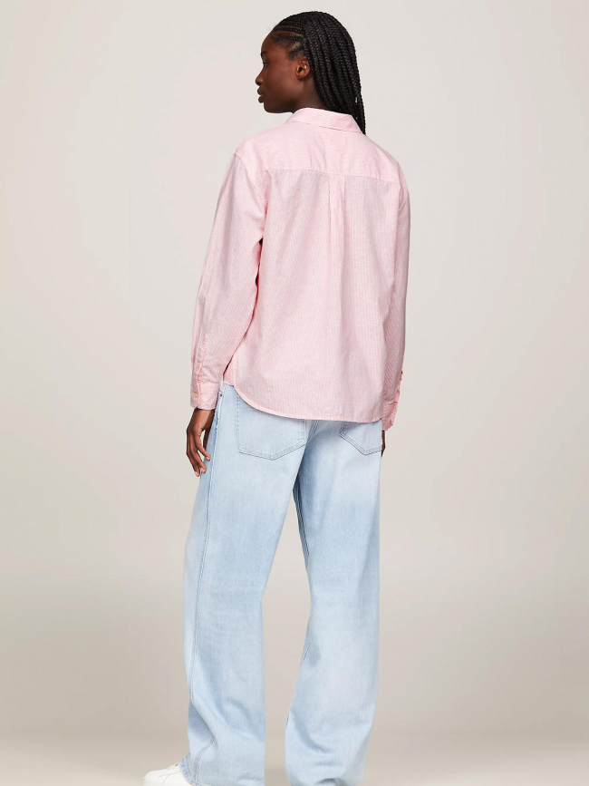 Chemise boxy à rayures rose femme - Tommy Jeans