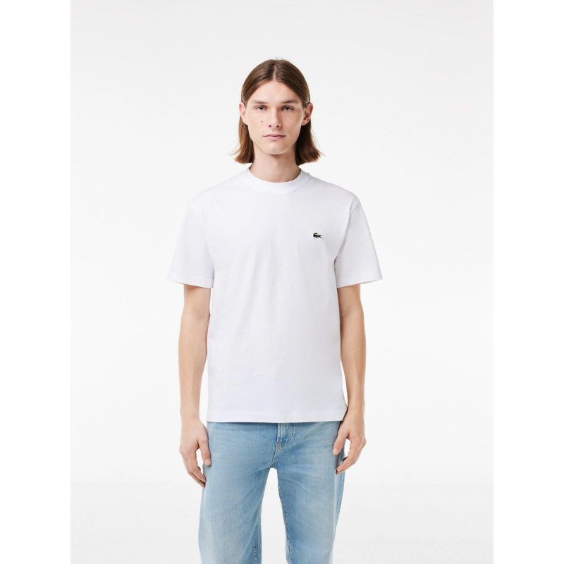 T-shirt uni logo blanc homme - Lacoste