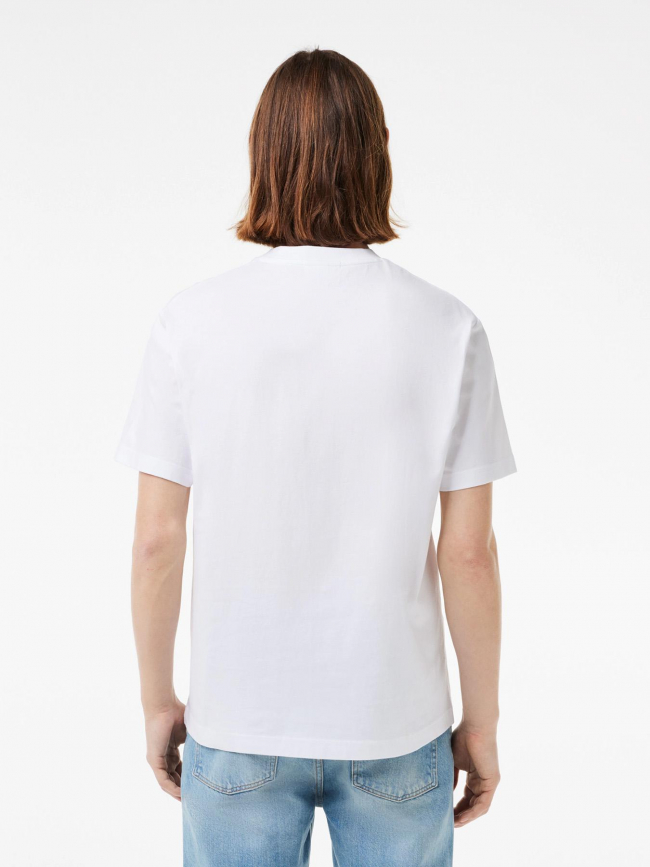 T-shirt uni logo blanc homme - Lacoste