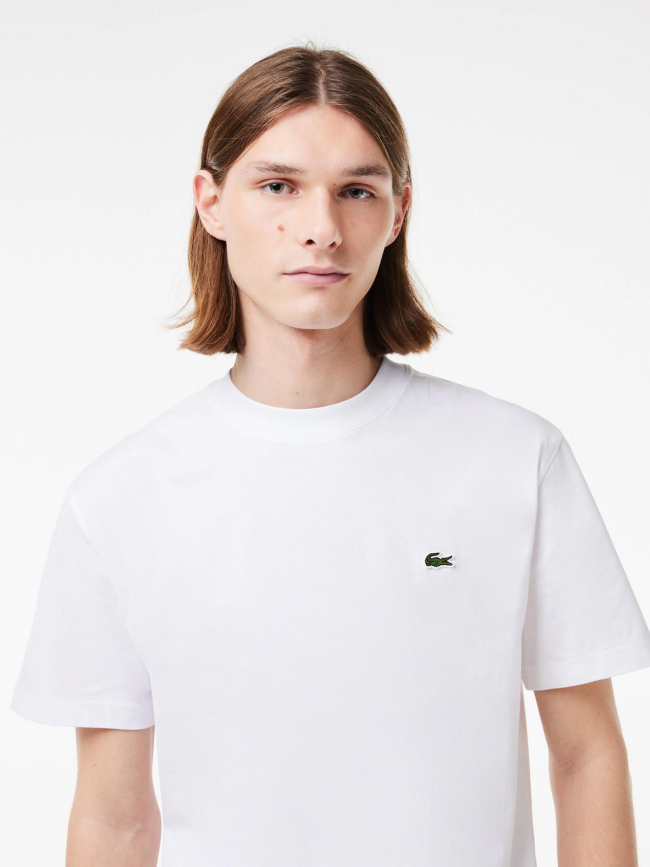 T-shirt uni logo blanc homme - Lacoste