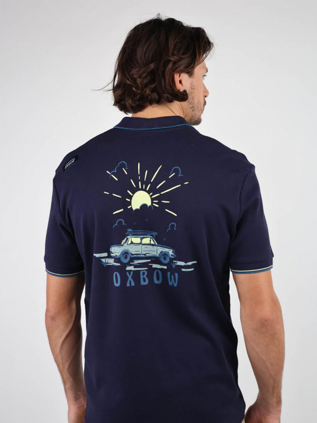 Polo graphique mécanique bleu marine homme - Oxbow