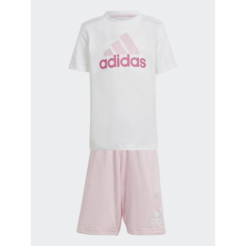 Ensemble short t-shirt logo blanc rose fille - Adidas