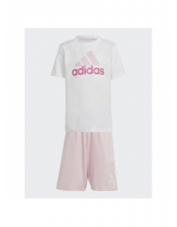 Ensemble short t-shirt logo blanc rose fille - Adidas