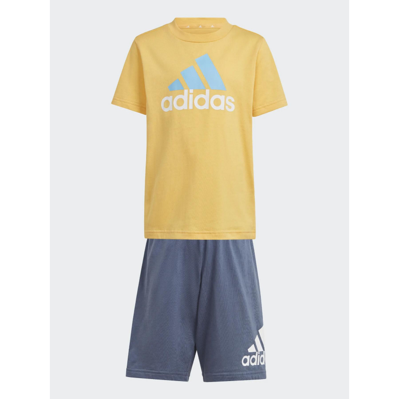Ensemble t-shirt bermuda big logo jaune bleu enfant - Adidas
