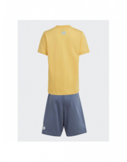 Ensemble t-shirt bermuda big logo jaune bleu enfant - Adidas