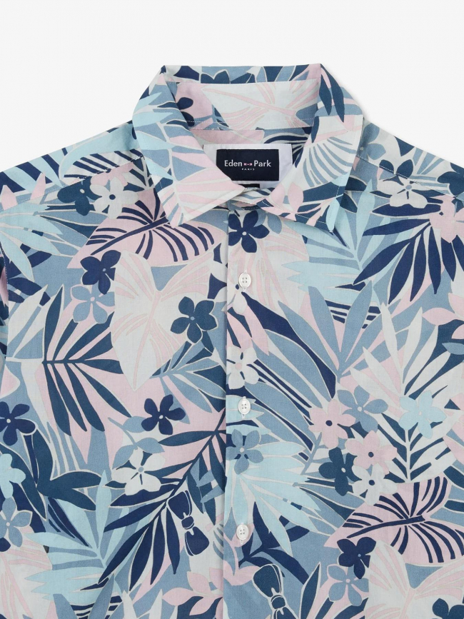Chemise slim muss imprimé floral bleu homme - Eden Park