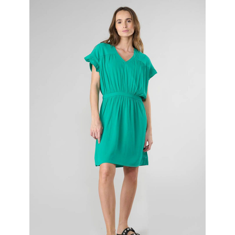 Robe col v joliboi vert femme - Le Temps Des Cerises