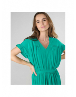 Robe col v joliboi vert femme - Le Temps Des Cerises