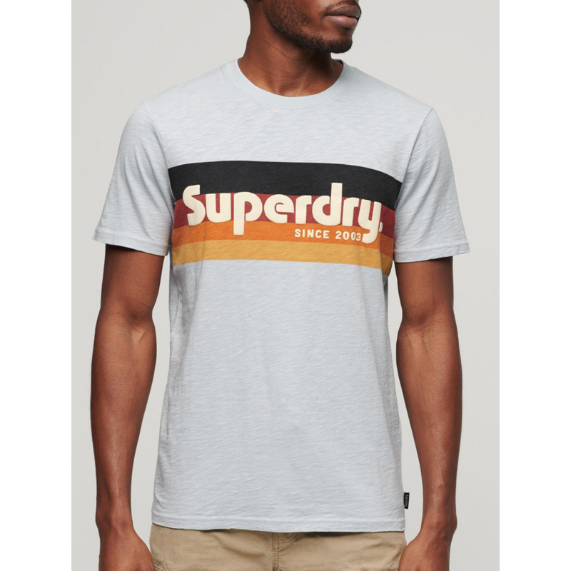 T-shirt classique rayure logo cali homme - Superdry