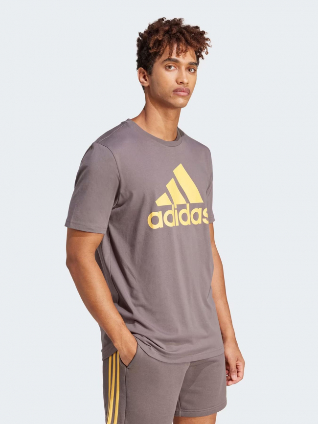 T-shirt logo gris jaune homme - Adidas
