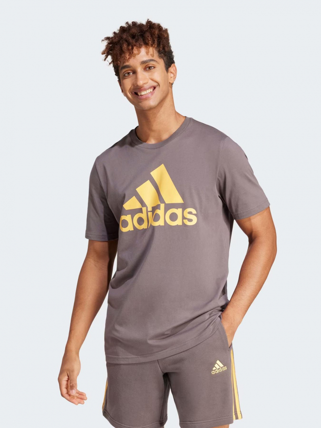 T-shirt logo gris jaune homme - Adidas