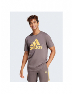 T-shirt logo gris jaune homme - Adidas