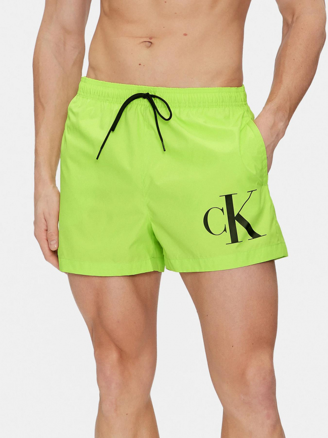 Short de bain logo vert fluo homme - Calvin Klein