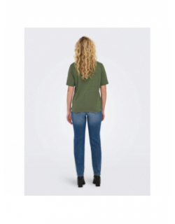 T-shirt uni col v elise kaki femme - Only