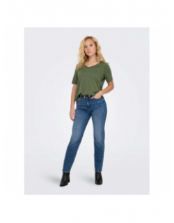 T-shirt uni col v elise kaki femme - Only