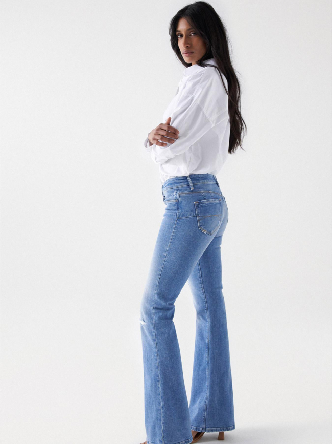 Jean flare wonder destroy bleu femme - Salsa