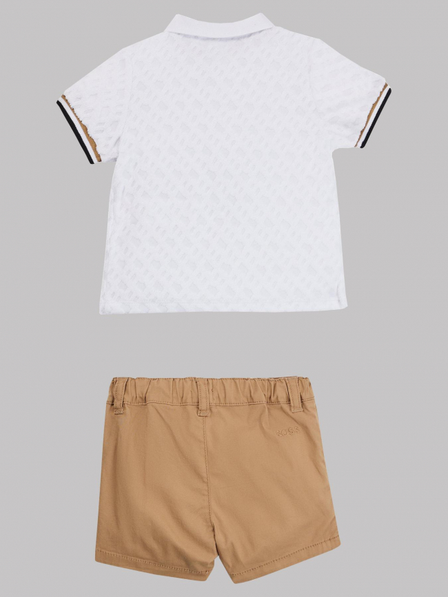 Ensemble polo short blanc marron bébé - Boss