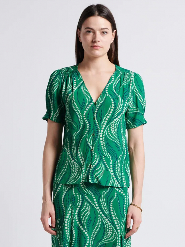 T-shirt boutonné tamina vert femme - La Petite Etoile