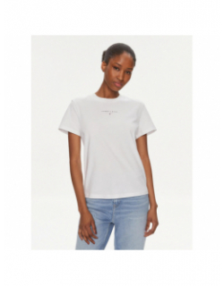 T-shirt uni regular logo blanc femme - Tommy Jeans
