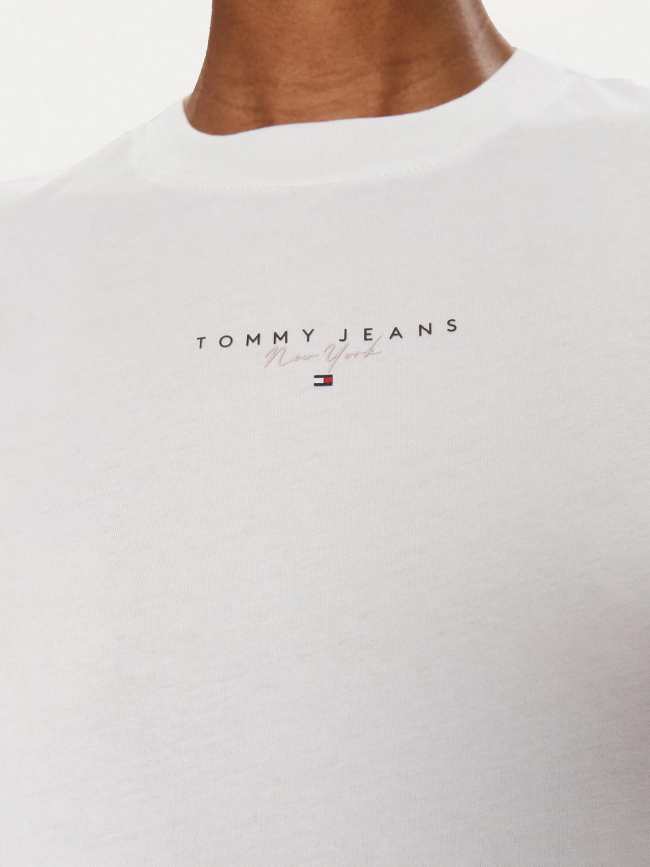 T-shirt uni regular logo blanc femme - Tommy Jeans