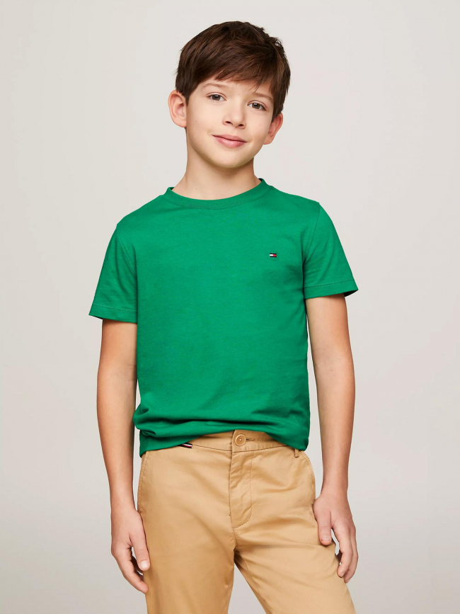 T-shirt uni essential vert garçon - Tommy Hilfiger
