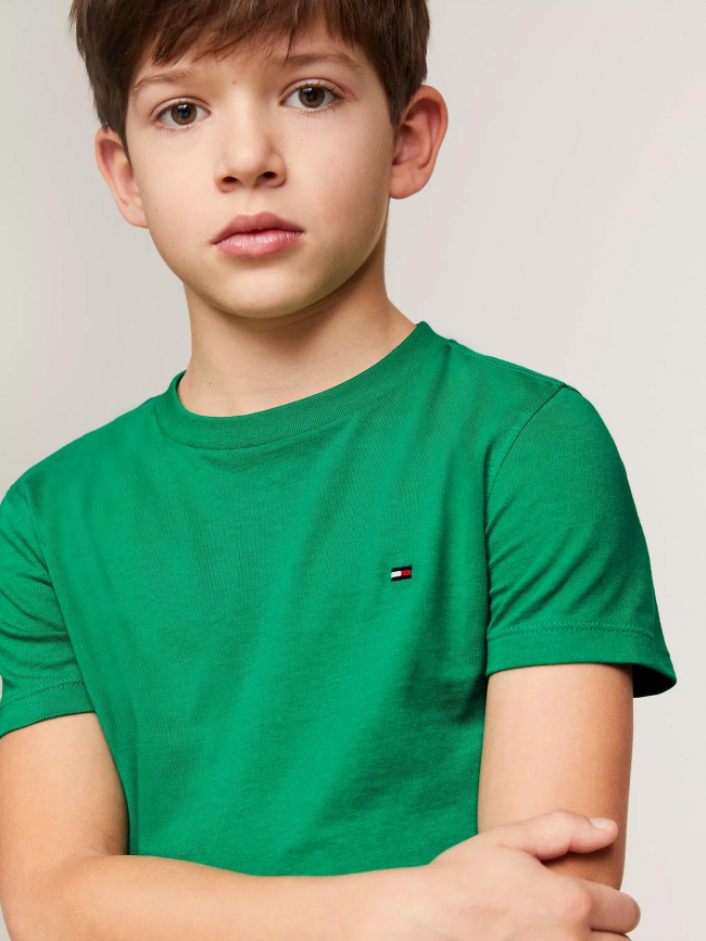 T-shirt uni essential vert garçon - Tommy Hilfiger