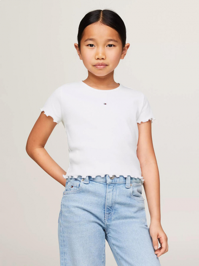 T-shirt essential côtelé blanc fille - Tommy Hilfiger